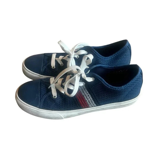 Tommy Hilfiger Lev Sneaker Tennis Shoes Navy Red White Casual Size 9.5 Women's - Picture 8 of 13